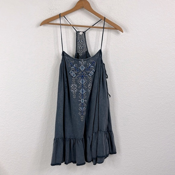 Free People Dresses & Skirts - Free People Intimately Racerback Drop Waist Swing Embroidered Dress